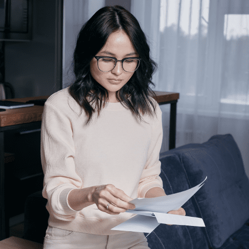 A customer checks multilingual translation in Alexandria.