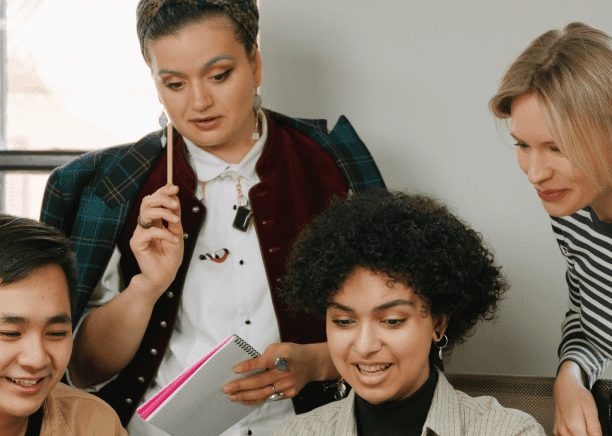 Native translators work on Spanish translation in Alexandria.